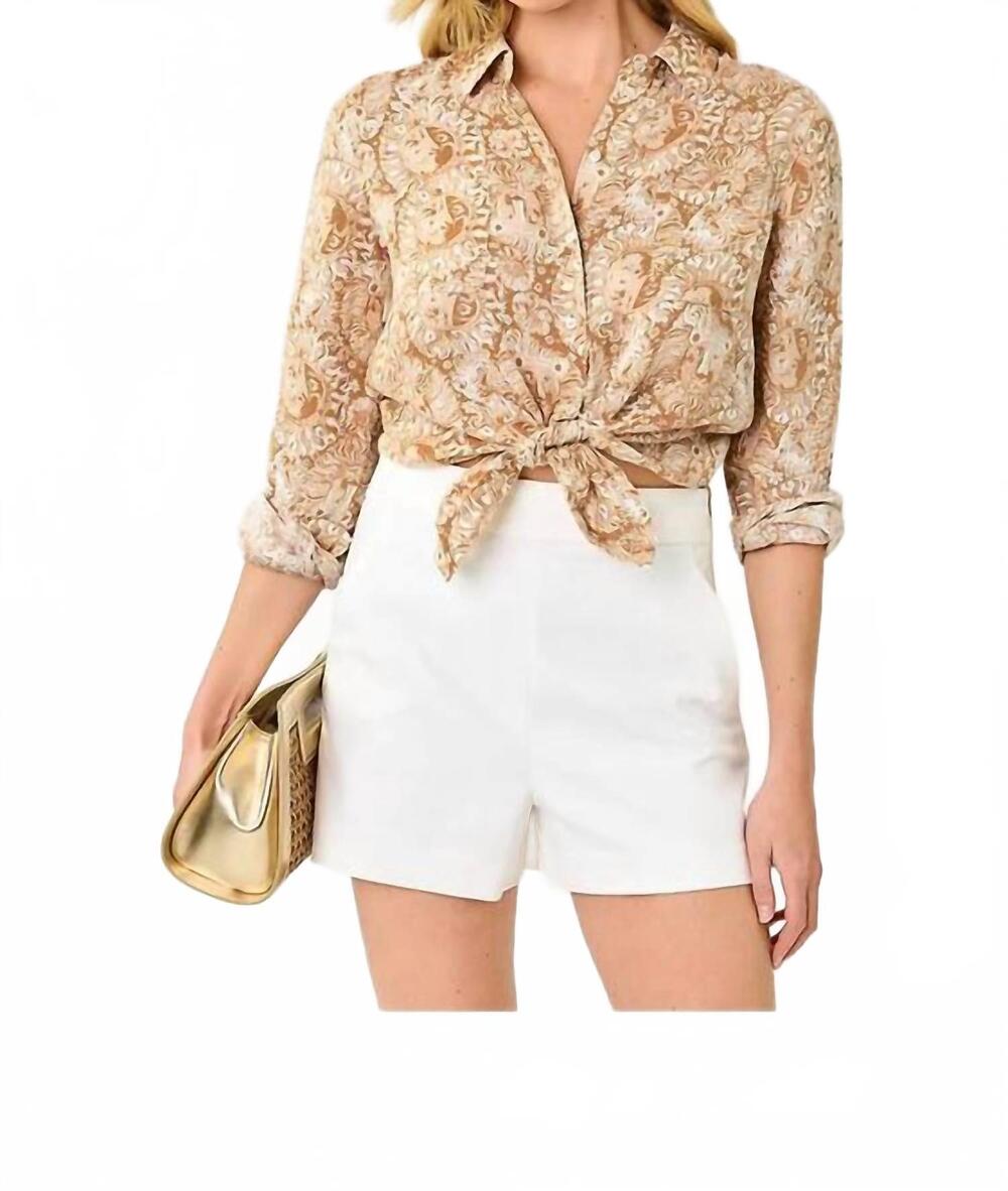 NEW LILLY PULITZER sea view linen button down shirt in iced latte lil jims stuff